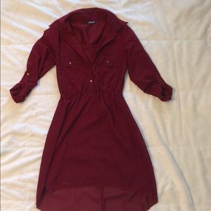 Small Wine Dress with Gold Detail